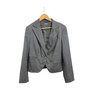 Hillard & Hanson Women's Blazer Jacket Size 14 Brown 1 Button Front Long Sleeve